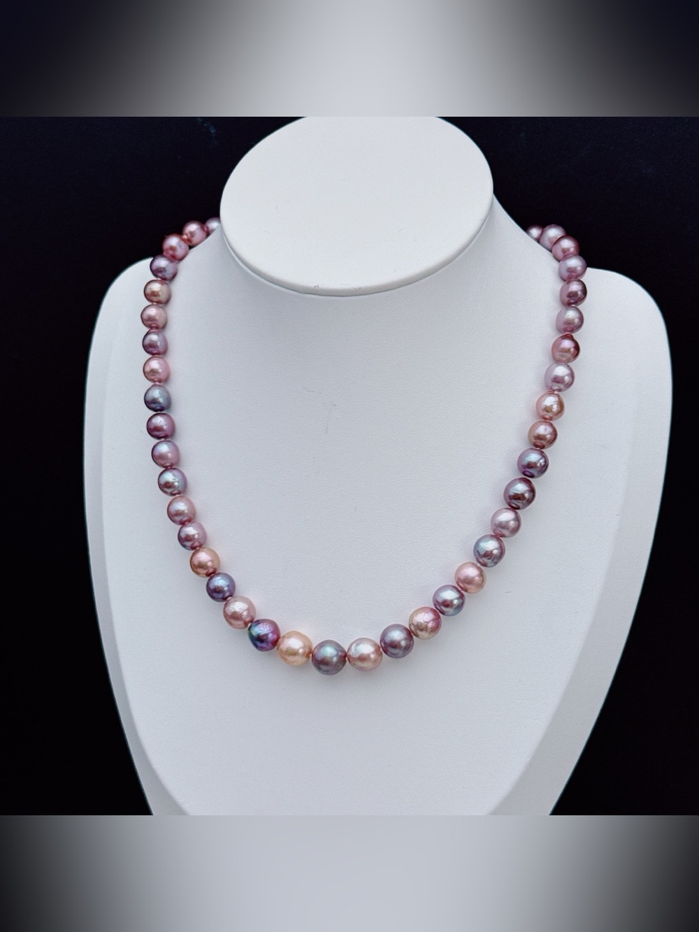 X815 Handmade Freshwater Edison Baroque Pearl Necklace Blueberry Luster - Picture 6 of 13